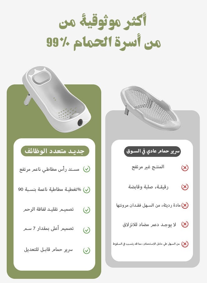 حوض استحمام قابل للطي للأطفال مع شاشة عرض درجة الحرارة، وشبكة استحمام للأطفال مع رف دعم للمواليد الجدد وتصميم آمن مانع للانزلاق، محمول ومناسب للأطفال من حديثي الولادة وحتى عمر 3 سنوات - Image 3