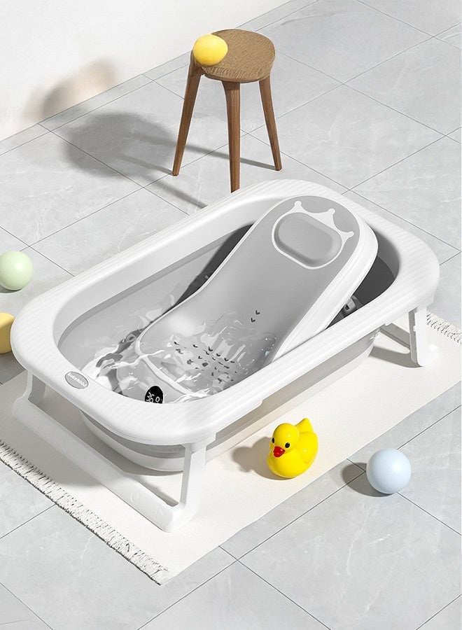 حوض استحمام قابل للطي للأطفال مع شاشة عرض درجة الحرارة، وشبكة استحمام للأطفال مع رف دعم للمواليد الجدد وتصميم آمن مانع للانزلاق، محمول ومناسب للأطفال من حديثي الولادة وحتى عمر 3 سنوات - Image 5