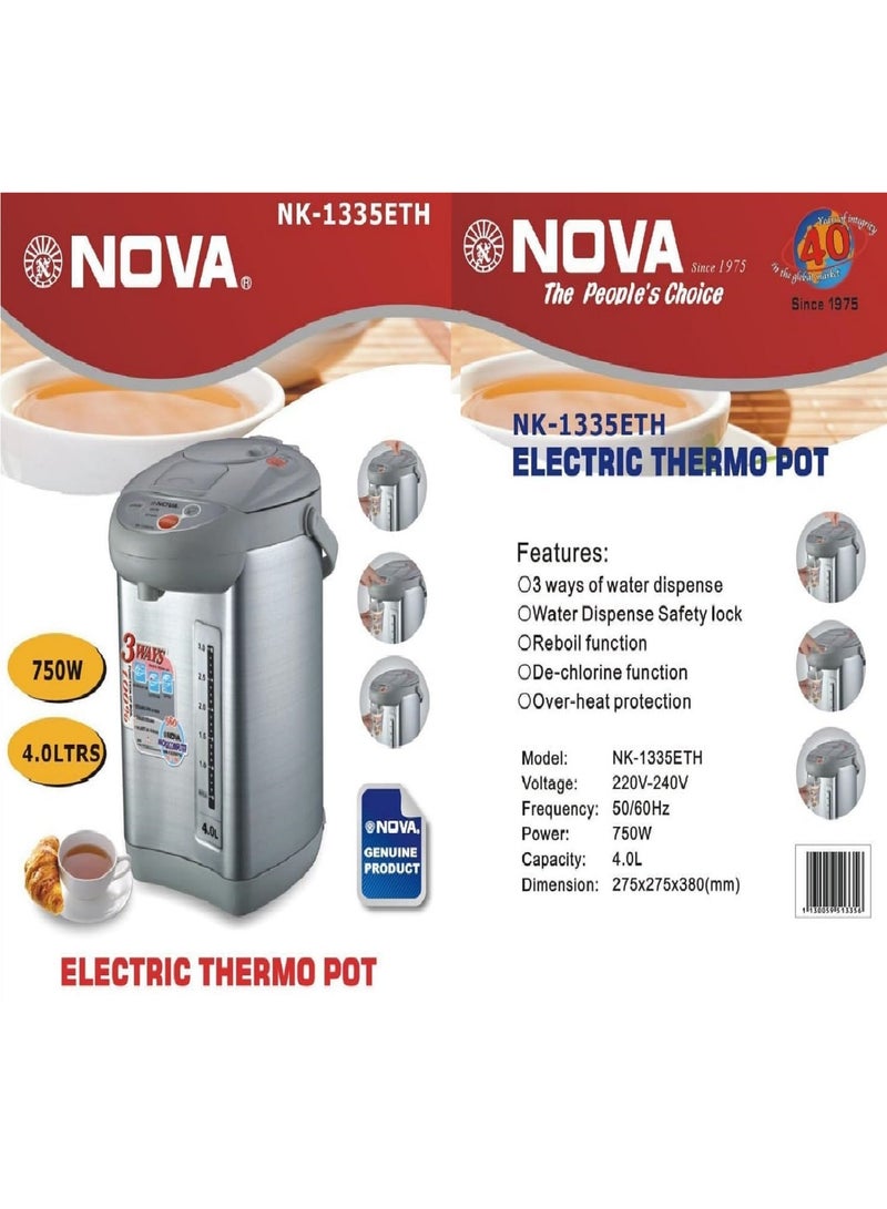 Hot Water Dispenser Thermo Pot With Re-Boil, Keep Warm Function. 750 Watts" 4.0Litres