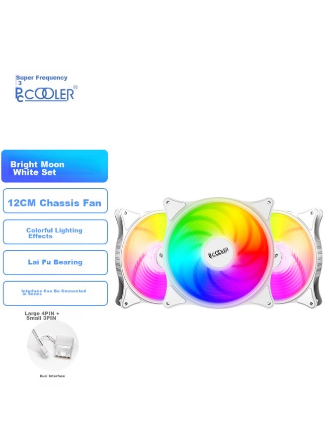 Pccooler Super Cooling Three Bright White, 3-pack, 12cm Case Fans - Image 1