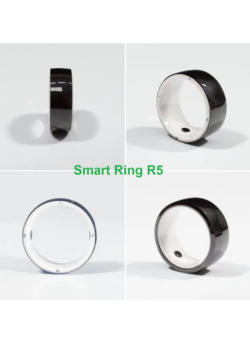 Generic - Smart Ring R5 Newest Intelligent Wearable Device Build-in 6 RFID Cards 128GB Wireless Disk Sharing 2 Health Stones NFC Functions for iPhone Android Size: M (Perimeter 58-63mm, Diameter 19mm) - Image 1