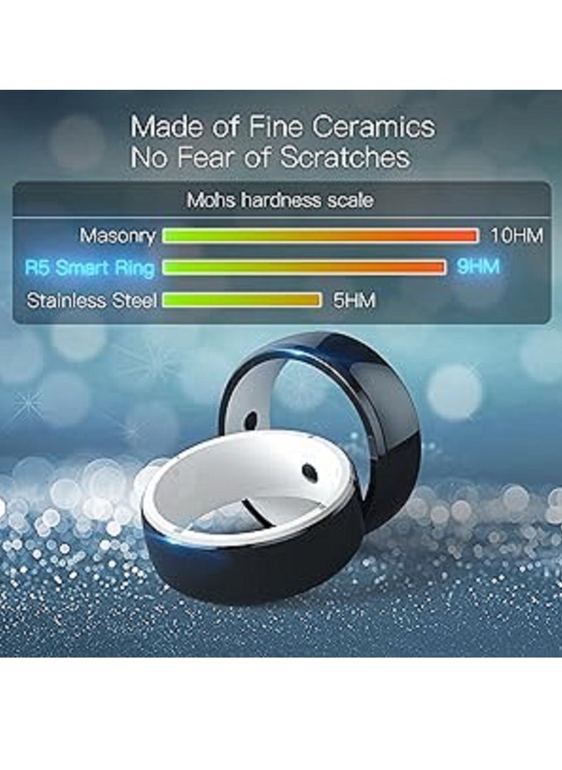 Generic - Smart Ring R5 Newest Intelligent Wearable Device Build-in 6 RFID Cards 128GB Wireless Disk Sharing 2 Health Stones NFC Functions for iPhone Android Size: M (Perimeter 58-63mm, Diameter 19mm) - Image 1