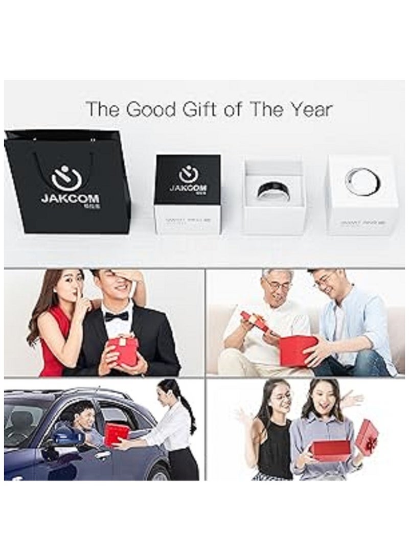 Generic - Smart Ring R5 Newest Intelligent Wearable Device Build-in 6 RFID Cards 128GB Wireless Disk Sharing 2 Health Stones NFC Functions for iPhone Android Size: M (Perimeter 58-63mm, Diameter 19mm) - Image 1