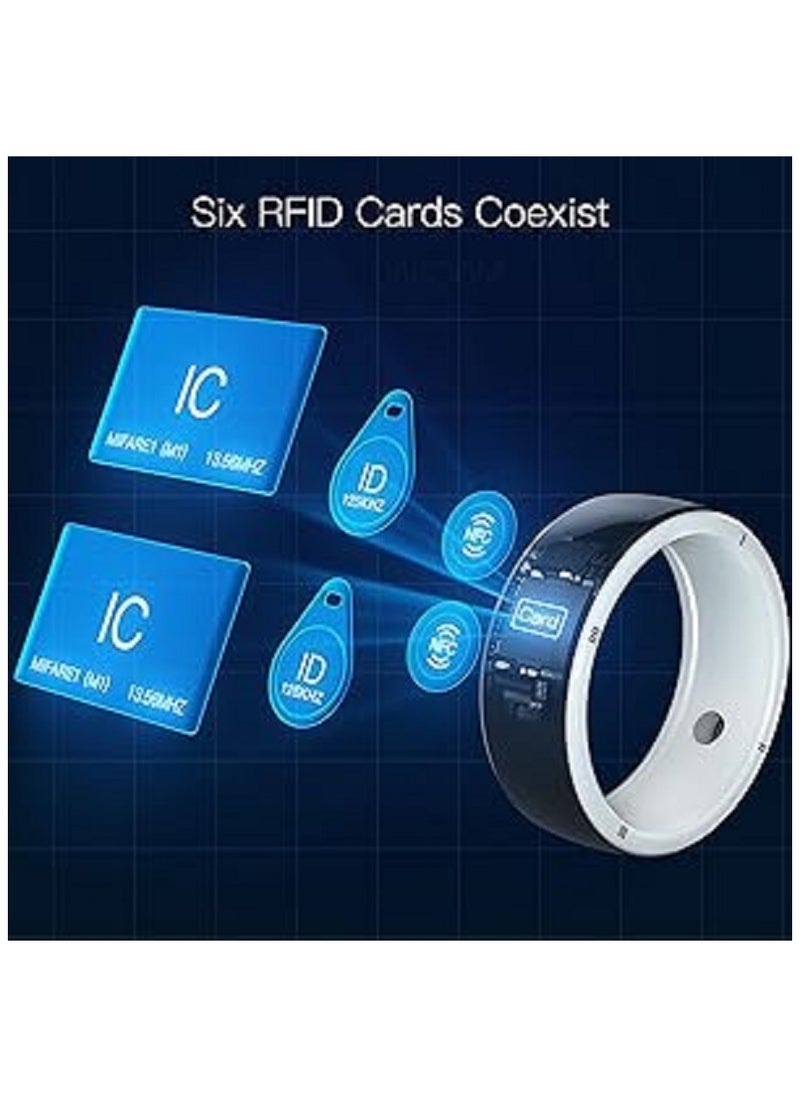 Generic - Smart Ring R5 Newest Intelligent Wearable Device Build-in 6 RFID Cards 128GB Wireless Disk Sharing 2 Health Stones NFC Functions for iPhone Android Size: M (Perimeter 58-63mm, Diameter 19mm) - Image 1
