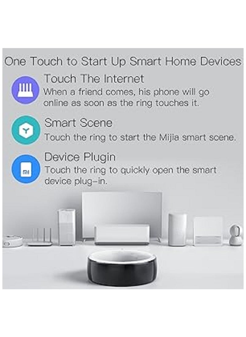 Generic - Smart Ring R5 Newest Intelligent Wearable Device Build-in 6 RFID Cards 128GB Wireless Disk Sharing 2 Health Stones NFC Functions for iPhone Android Size: M (Perimeter 58-63mm, Diameter 19mm) - Image 1