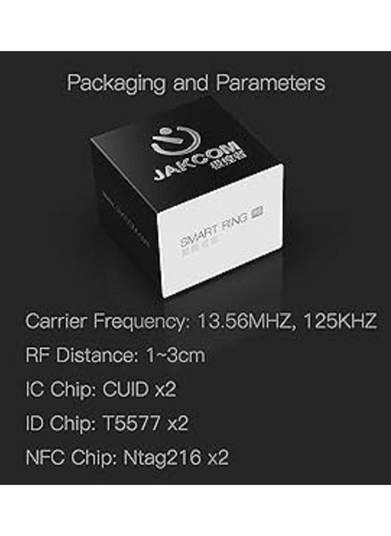 Generic - Smart Ring R5 Newest Intelligent Wearable Device Build-in 6 RFID Cards 128GB Wireless Disk Sharing 2 Health Stones NFC Functions for iPhone Android Size: M (Perimeter 58-63mm, Diameter 19mm) - Image 1