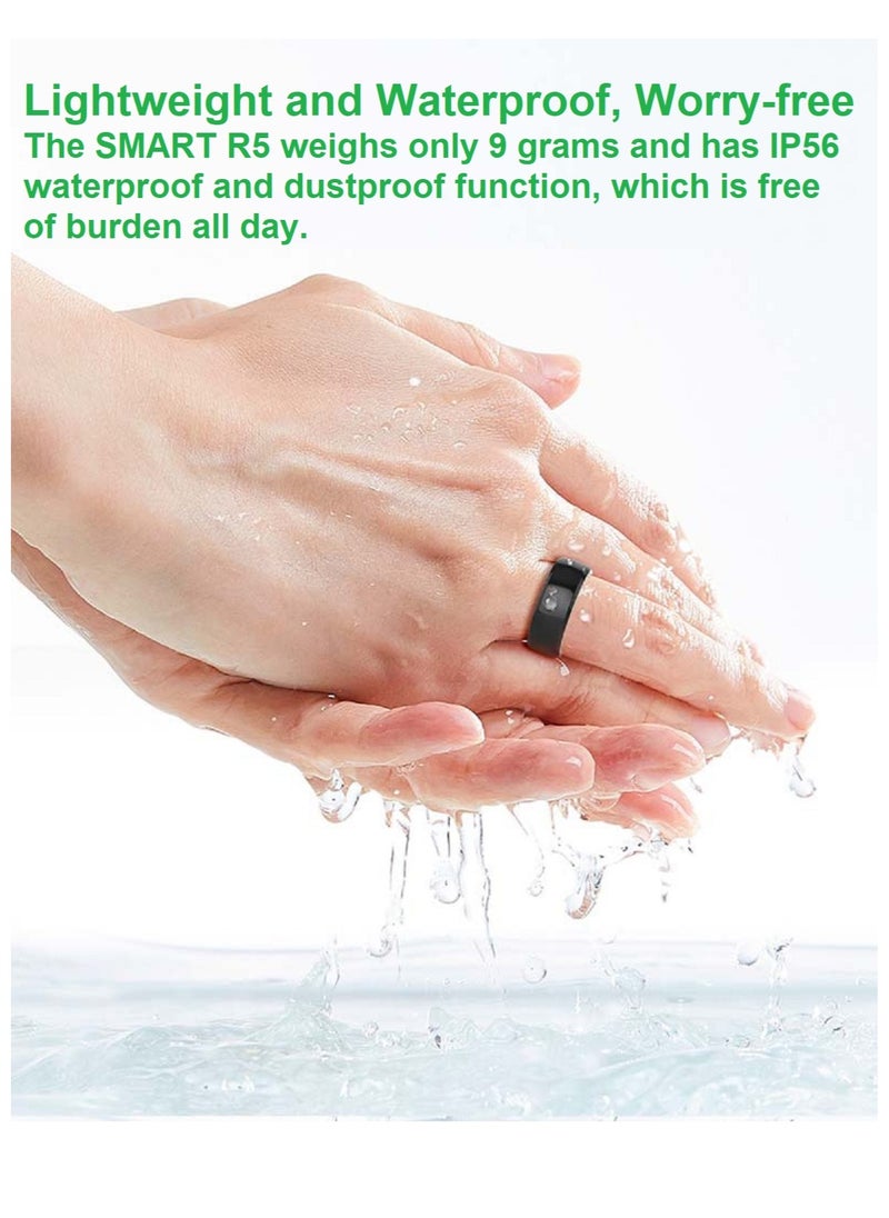 Generic - Smart Ring R5 Newest Intelligent Wearable Device Build-in 6 RFID Cards 128GB Wireless Disk Sharing 2 Health Stones NFC Functions for iPhone Android Size: M (Perimeter 58-63mm, Diameter 19mm) - Image 1