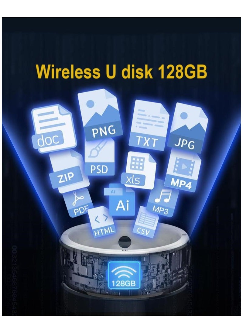Generic - Smart Ring R5 Newest Intelligent Wearable Device Build-in 6 RFID Cards 128GB Wireless Disk Sharing 2 Health Stones NFC Functions for iPhone Android Size: M (Perimeter 58-63mm, Diameter 19mm) - Image 1