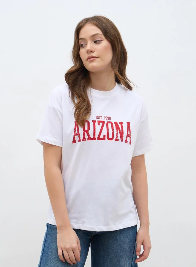 Styli Styli Slogan Print Boxy Fit Short Sleeve T-Shirt