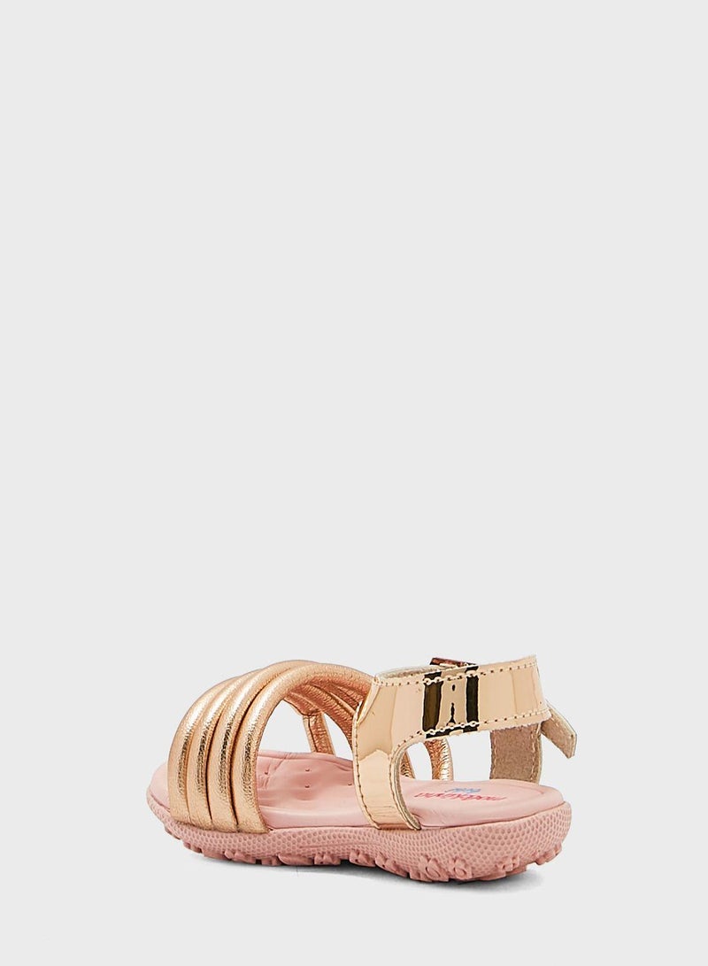 Molekinha Infant Girls Sandals With Back Strap Gold Pink Comfortable, Everyday, Stylish, Summer, Open Toe, Adjustable Strap, Secure Fit, Chic | Made In Brazil - Image 3