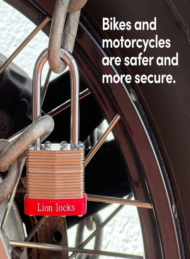 Lion Locks أقفال ليون، 12 قفلًا متطابقًا بمفاتيح متطابقة، مع قيد بطول بوصتين، و24 مفتاحًا - أقفال للاستخدام الخارجي، أقفال بمفاتيح، غلاف من الفولاذ المقوى، أسطوانة دبوس نحاسية مقاومة للفتح، مزلاج، خزانة، بوابة - Image 5