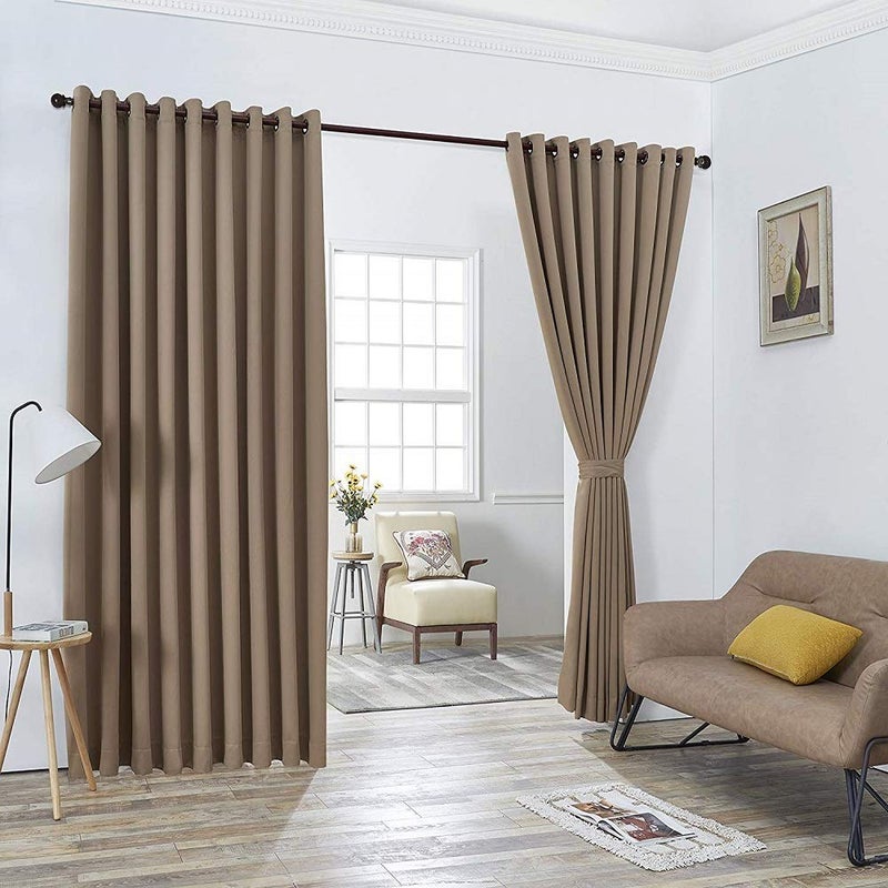 Warm Home Designs Warm Home Designs Extra Large 2 Taupe Wall to Wall Curtains 108 x 120 Each with 2 Matching TieBacks Total Width is 216 Inches 18 feet Great as Room Dividers or Partitions N Taupe Wall 120 