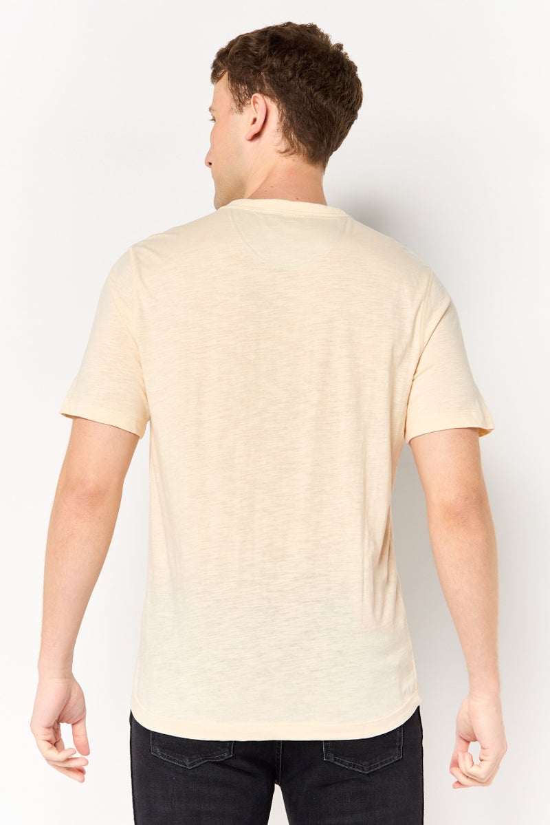 Project Essentials Men Crew Neck Short Sleeve Plain T-Shirt, Ivory - Image 4