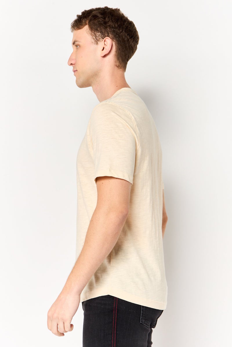 Project Essentials Men Crew Neck Short Sleeve Plain T-Shirt, Ivory - Image 3