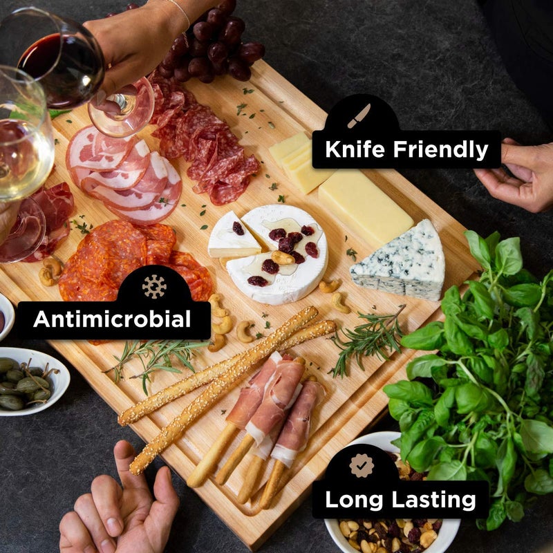 WoodForChef Medium Wood Cutting Board from Canadian Maple - A Reversible Butcher Block That Comes with Juice Groove for Cutting Meat and Juicy Veggies Easily - Maple Chopping Board - 16x12x1.5" - Image 2