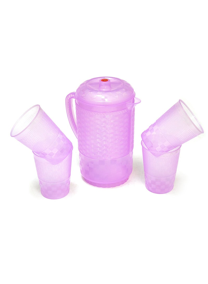 NAKODA Jaladhara 2.5L Water Jug with 4 Plastic Tumblers Assorted Colors Stylish and Durable Drinkware Set  - Image 1