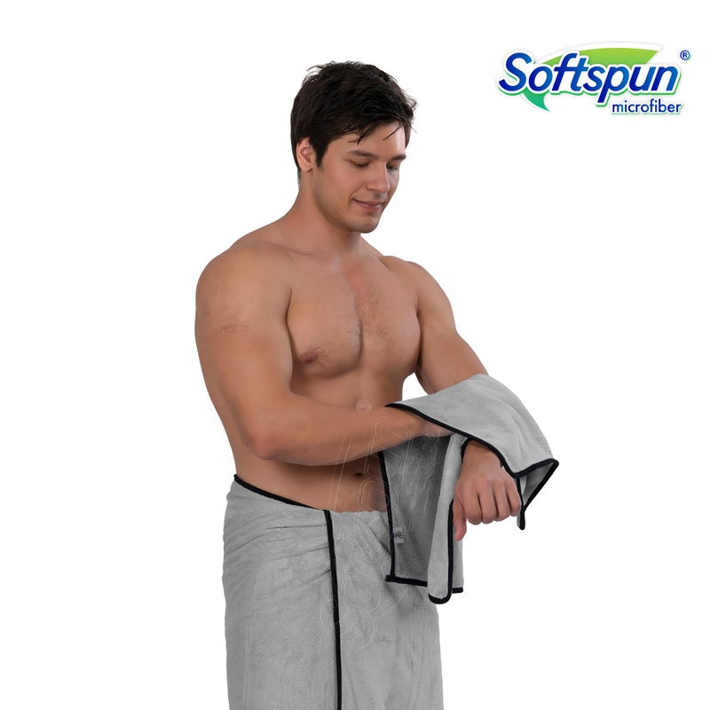 SOFTSPUN Microfiber Face & Hand Towel 2 Pc Light Grey! Ultra Absorbent Super Soft & Lightweight Quick Drying for Men & Women Daily Use Unisex., 1 TC - Image 4