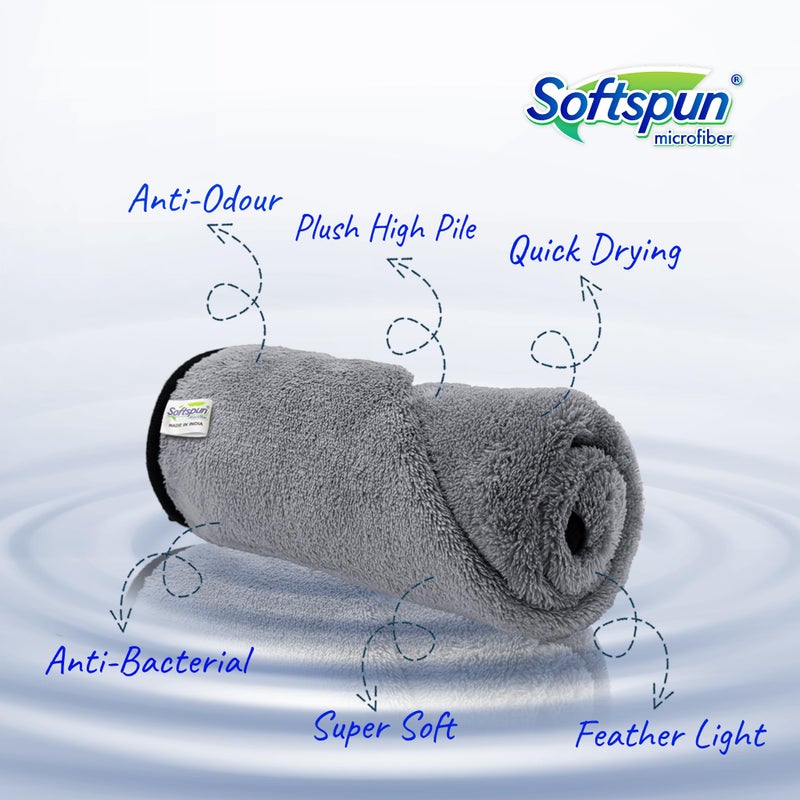 SOFTSPUN Microfiber Face & Hand Towel 2 Pc Light Grey! Ultra Absorbent Super Soft & Lightweight Quick Drying for Men & Women Daily Use Unisex., 1 TC - Image 2
