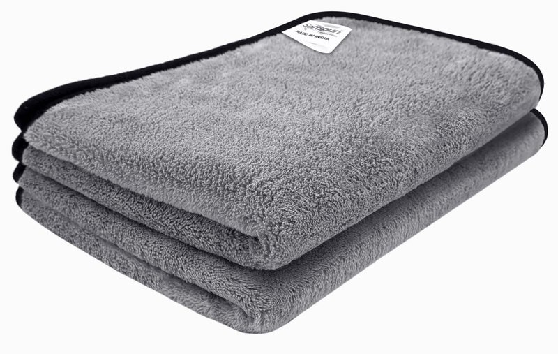 SOFTSPUN Microfiber Face & Hand Towel 2 Pc Light Grey! Ultra Absorbent Super Soft & Lightweight Quick Drying for Men & Women Daily Use Unisex., 1 TC - Image 1