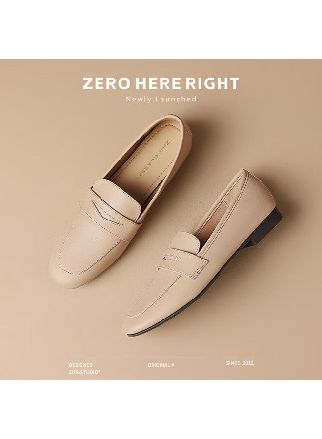 Zhr Women's Loafers, Comfortable Flat Shoes For Commuting, Fashionable Leather Shoes, Two-way Wear Women's Shoes, Ah557 Apricot Color, Size 37 - Image 4