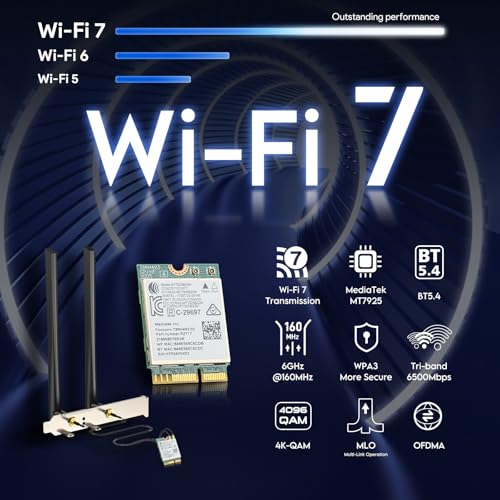 EDUP WiFi 7 Card BE6500 M.2 2230 Wi-Fi 7 Wireless Network Card for Desktop, Bluetooth 5.4 Tri-Band 6G/5G/2.4Ghz OFDMA 802.11be, Compatible with Intel/AMD Windows 11 (64-Bit) and Linux Kernel 6.7+ - Image 2