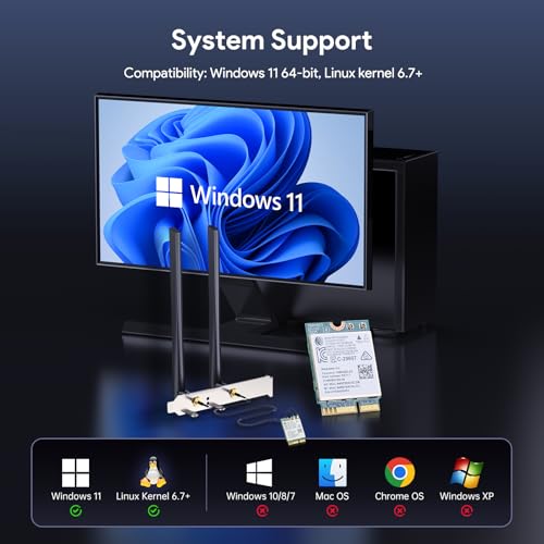 EDUP WiFi 7 Card BE6500 M.2 2230 Wi-Fi 7 Wireless Network Card for Desktop, Bluetooth 5.4 Tri-Band 6G/5G/2.4Ghz OFDMA 802.11be, Compatible with Intel/AMD Windows 11 (64-Bit) and Linux Kernel 6.7+ - Image 5