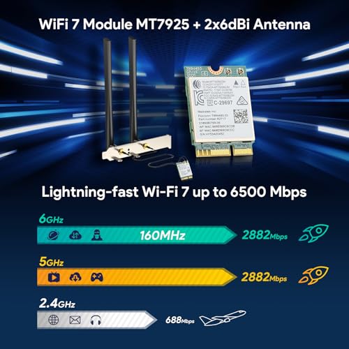 EDUP WiFi 7 Card BE6500 M.2 2230 Wi-Fi 7 Wireless Network Card for Desktop, Bluetooth 5.4 Tri-Band 6G/5G/2.4Ghz OFDMA 802.11be, Compatible with Intel/AMD Windows 11 (64-Bit) and Linux Kernel 6.7+ - Image 3