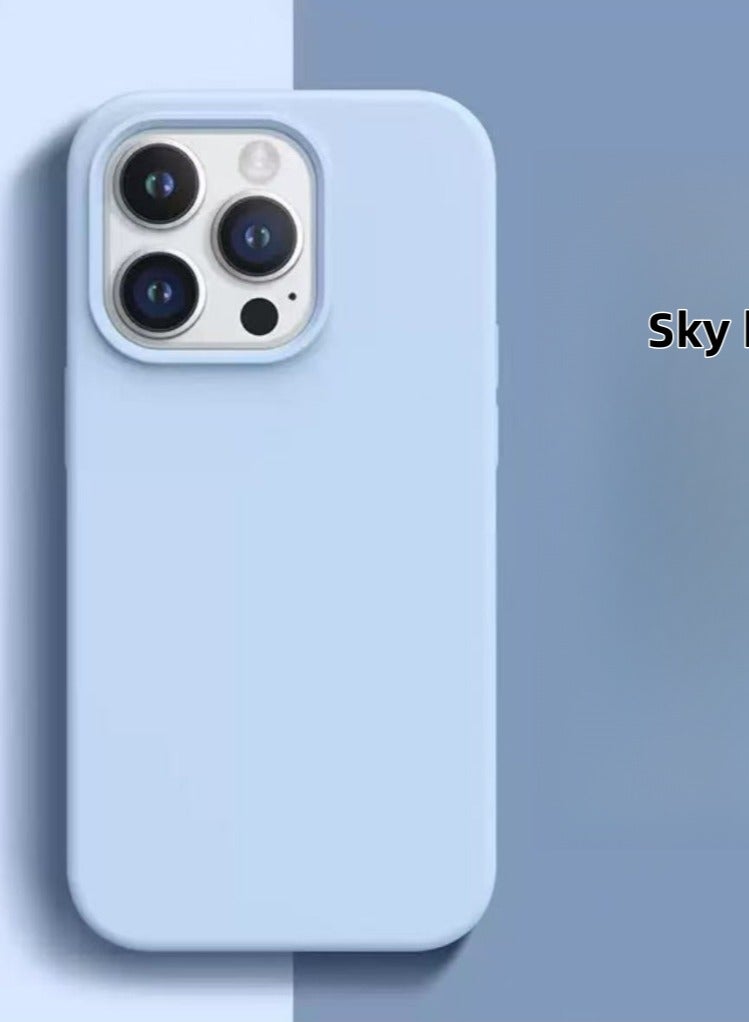 كيس مطاط السيليكون السائل لـ iPhone 13 Pro 6.1 بوصة ، كيس هاتف واقي كامل الجسم باللمس الحريري الناعم ، غطاء مقاوم للصدمات مع بطانة الألياف الدقيقة (زرقاء الطفل) - Image 1