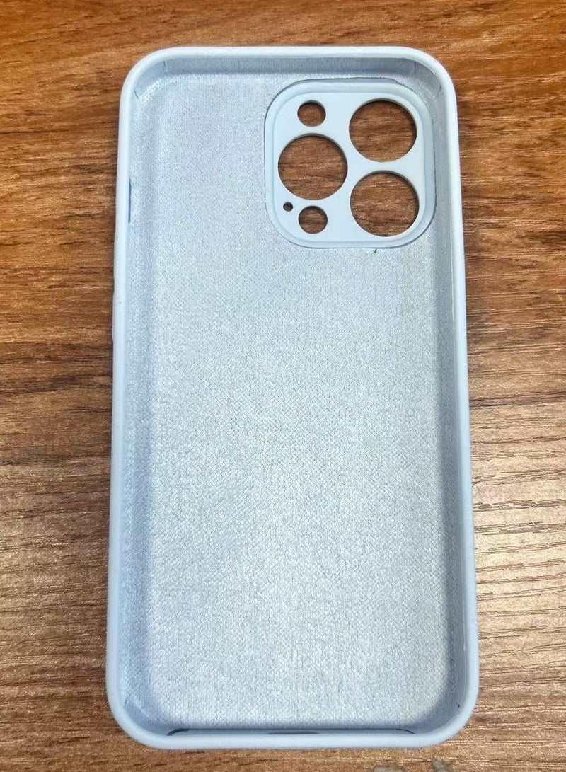 كيس مطاط السيليكون السائل لـ iPhone 13 Pro 6.1 بوصة ، كيس هاتف واقي كامل الجسم باللمس الحريري الناعم ، غطاء مقاوم للصدمات مع بطانة الألياف الدقيقة (زرقاء الطفل) - Image 4