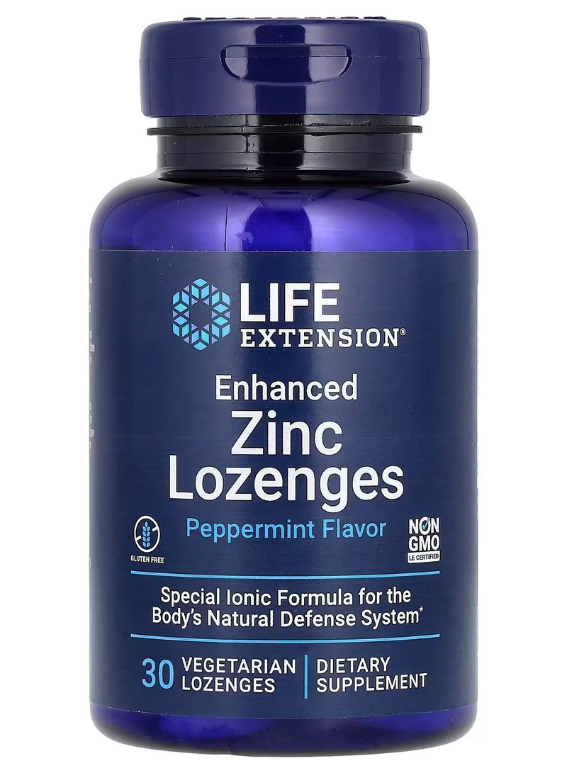 Life Extension, Enhanced Zinc Lozenges, Peppermint, 30 Vegetarian Lozenges (18.75 mg per Lozenge) - Image 1
