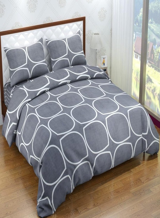 Delight Zone Glace Cotton 160TC Prime Collection Double Flat Bedsheet with 2 Pillow Covers - (Grey2) - Image 1