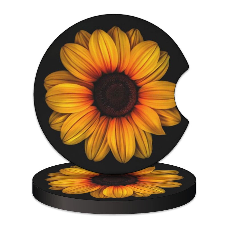 KARREAL 2 Pcs Car Cup Coasters Sunflower Universal NonSlip Rubber Car Coasters for Cup Holders 275 inch Car Interior Accessories for Women - Image 3