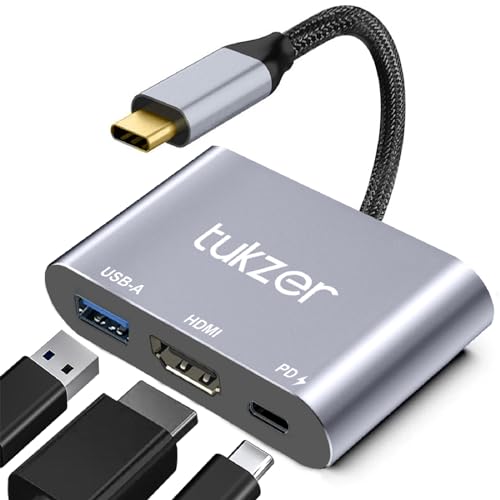 Tukzer 3-in-1 USB Type C to HDMI Adapter 4K@30Hz, 100W PD Fast Charging Port, USB A 3.0 @5Gbps Speed, MultiPort HUB for MacBook Pro Air, Windows, Laptop, iPad, Tablet, Smartphone & All Type C Devices - Image 1