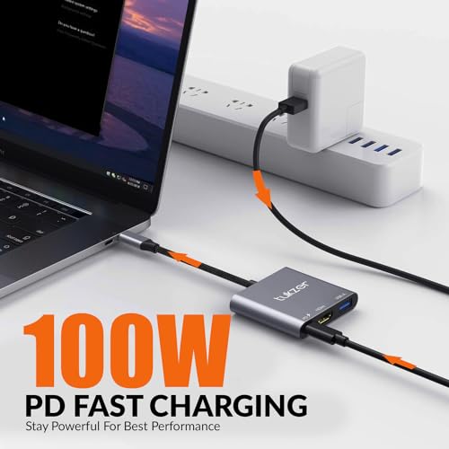 Tukzer 3-in-1 USB Type C to HDMI Adapter 4K@30Hz, 100W PD Fast Charging Port, USB A 3.0 @5Gbps Speed, MultiPort HUB for MacBook Pro Air, Windows, Laptop, iPad, Tablet, Smartphone & All Type C Devices - Image 3