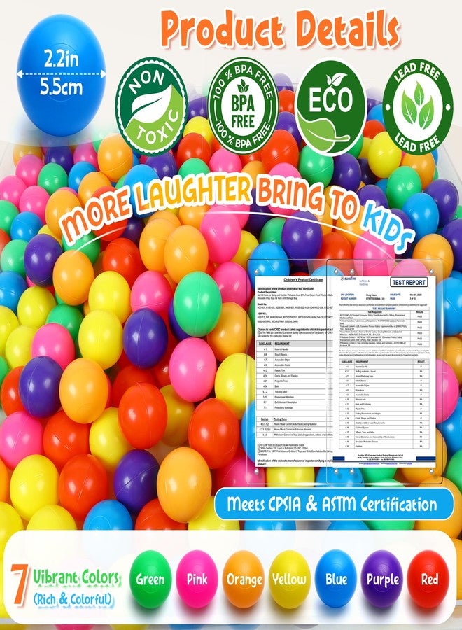 Hovenlay Ball Pit Balls Phthalate Free BPA Free Crush Proof Plastic - 7 Bright Colors in Reusable Play Toys for Kids with Storage Bag - Image 3