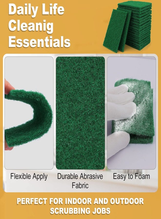 IJRPLM 100 Pcs Scouring Pads,Heavy Duty Scour Pads,4 x 5.95 inch Reusable Green Scrub Pads for Metal Grills & Kitchen Scrubbers,Non-Scratch Scrubbing Pads for Household Kitchen Dishes Sink Bathtub - Image 3