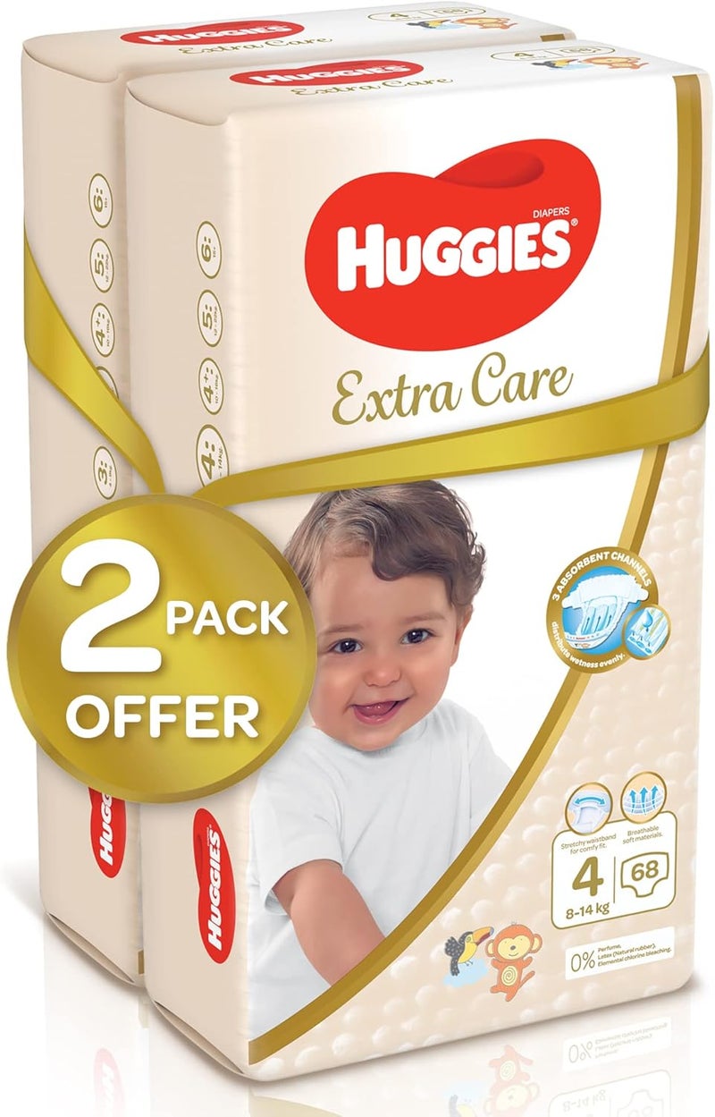 Huggies Extra Care Size 4 Diapers - Twin Jumbo Pack - Image 2