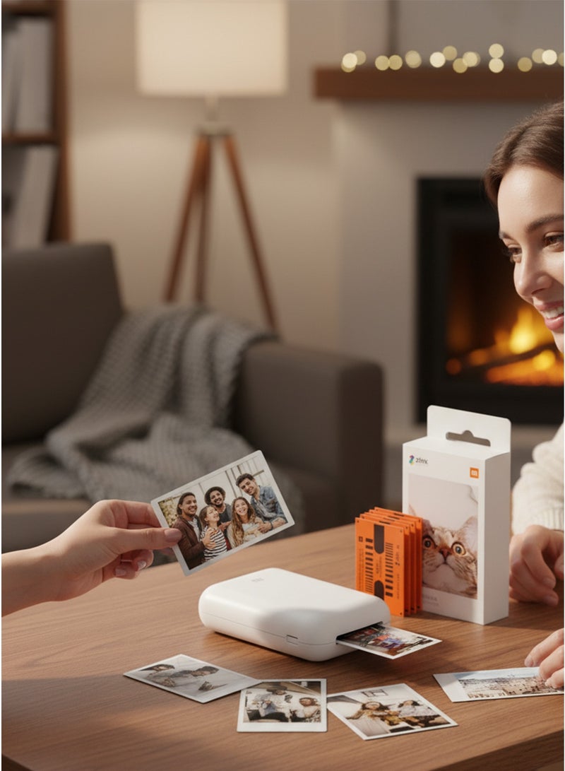 Xiaomi Portable Photo 300dpi Pocket Mini AR With DIY Share 500 mAh Image Zinc Paper Printer White & Xiaomi Photo Printer Photo Paper 50 Sheets, 3 Inch Photo PaperBundle - Image 2