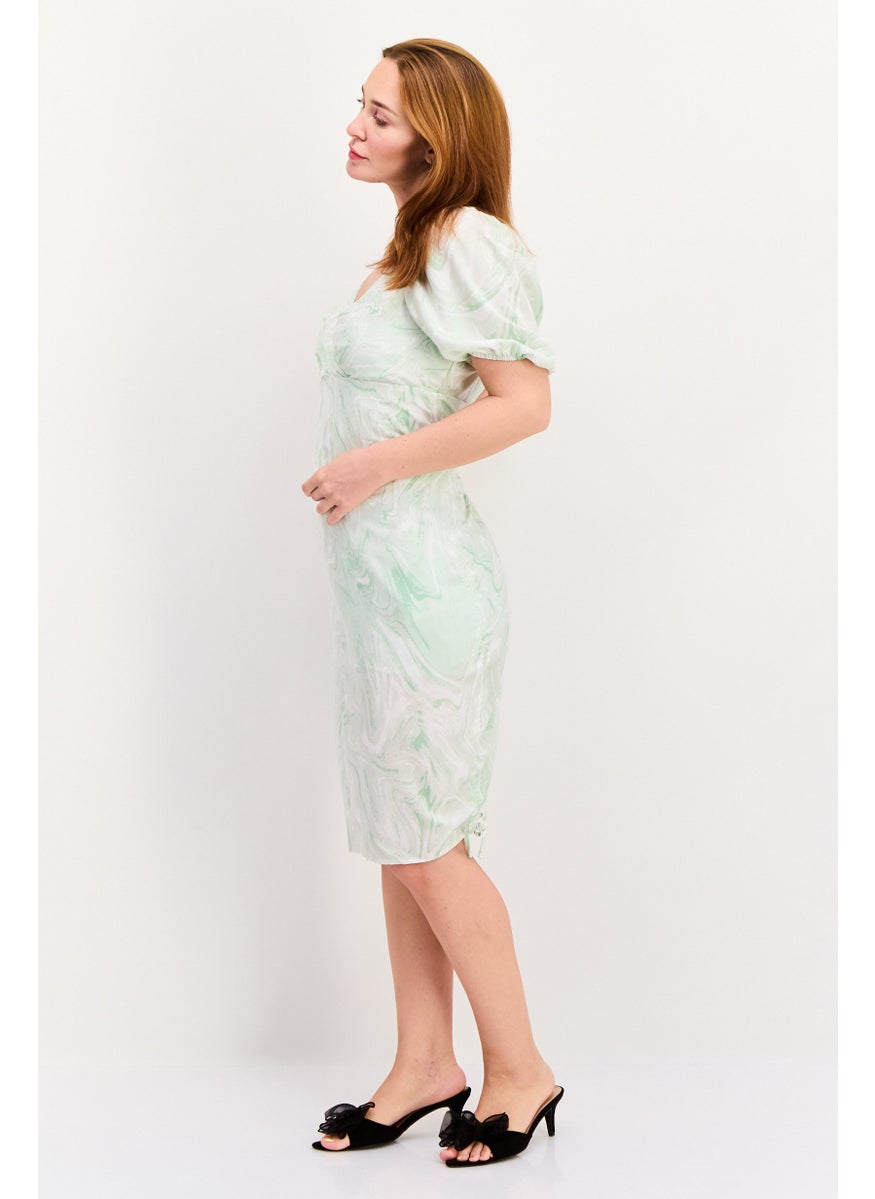 Missguided Women Plus Size Allover Print Dress, Green  - Image 3