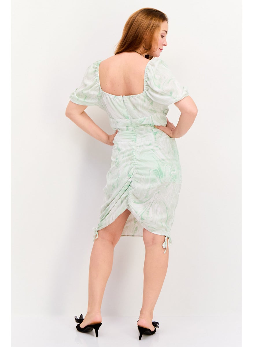 Missguided Women Plus Size Allover Print Dress, Green  - Image 2