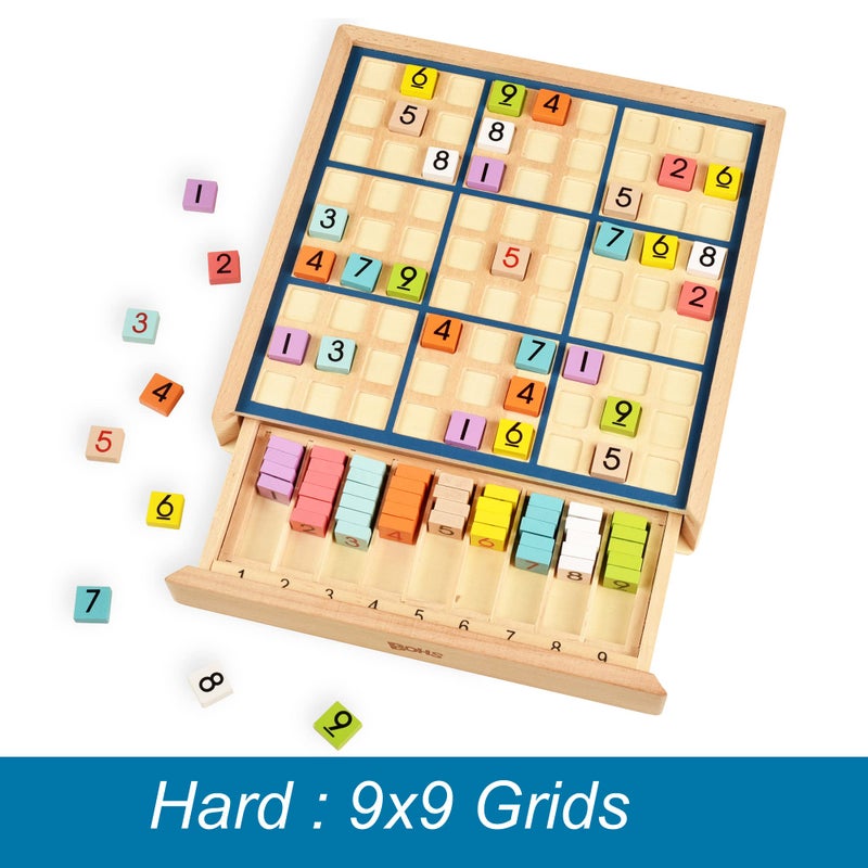 BOHS Wooden Rainbow Sudoku Puzzle - 3 in 1 Easy to Hard - with Sudoku Book of 320 Puzzles - Desktop Brain Teaser Game Toys - Image 5