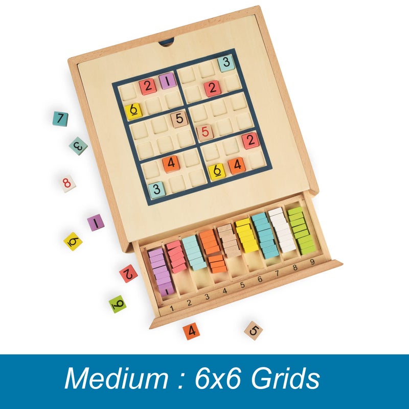 BOHS Wooden Rainbow Sudoku Puzzle - 3 in 1 Easy to Hard - with Sudoku Book of 320 Puzzles - Desktop Brain Teaser Game Toys - Image 4