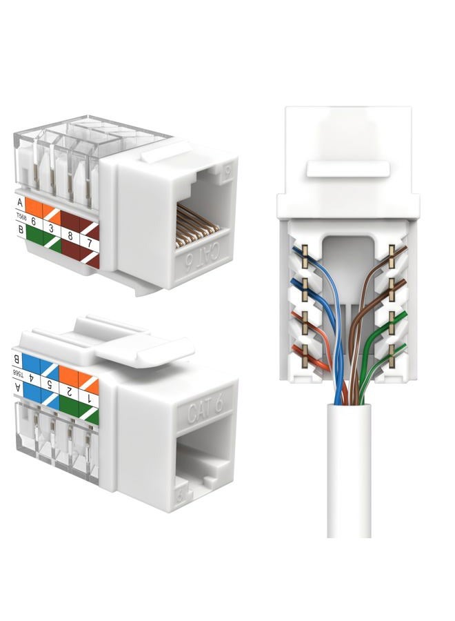 SATMAXIMUM Cat6 RJ45 Keystone Jack Punch-Down Network White (50) - Image 1