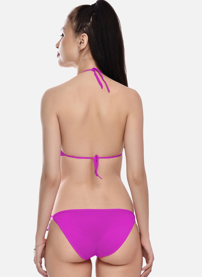 FIMS Pack of 3 Solid Bikini Sets in Blue and Pink - Image 5