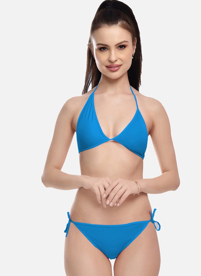 FIMS Pack of 3 Solid Bikini Sets in Blue and Pink - Image 2