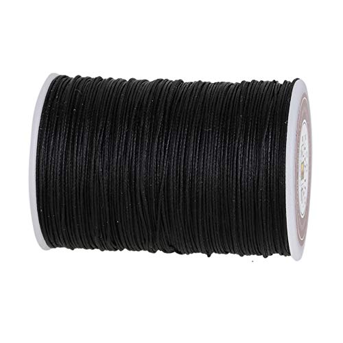 CNBTR Round Waxed Thread for Leather Sewing - Leather Thread Wax String for Leather Craft Stitching Bookbinding 0.5mm Black - Image 2