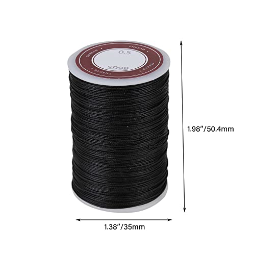 CNBTR Round Waxed Thread for Leather Sewing - Leather Thread Wax String for Leather Craft Stitching Bookbinding 0.5mm Black - Image 4