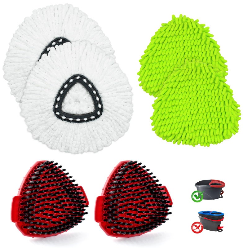 DLAIMI Mop Heads Replacement for Ocedar, Mop Replace Head for Ocedar EasyWring 1 Tank, Microfiber Spin Mop Refills, Include 4 Spin Mop Replacement Head Deep Cleaning Machine Washable with 2 Scrubber Mop Head - Image 1