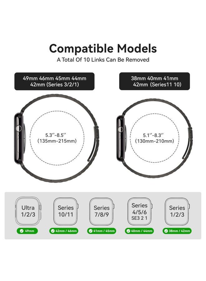 SUNFWR Compatible with Apple Watch Band 40mm 41mm 38mm 42mm(Series 10 11) for Women Men, Stainless Steel Metal iWatch Band for Apple Watch Series 11/10/9/8/7/6/5/4/3/2/1/SE/SE2/SE3 Ultra3/2/1 (No case - Image 2