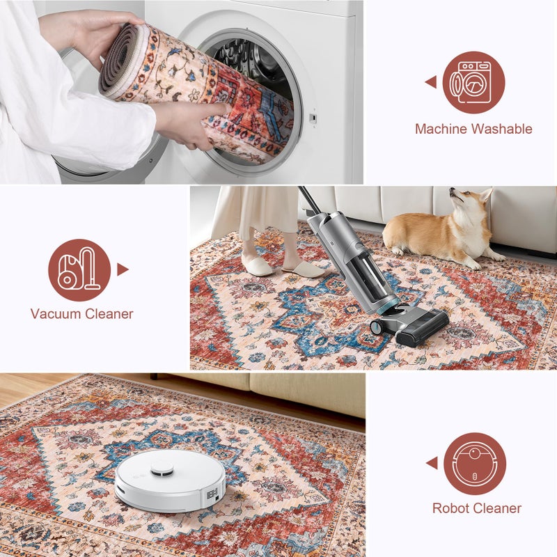 Ciicool Washable Runners Area Rug for Hallways, Ultra Soft 2'6 "x8' ft Boho Print Non-Slip Vintage Oriental Medallion Long Carpet for Kitchen Bedroom Laundry Bathroom - Image 4